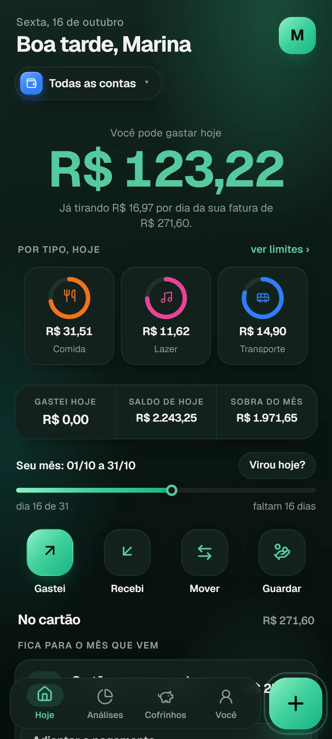 A mesma tela no tema escuro