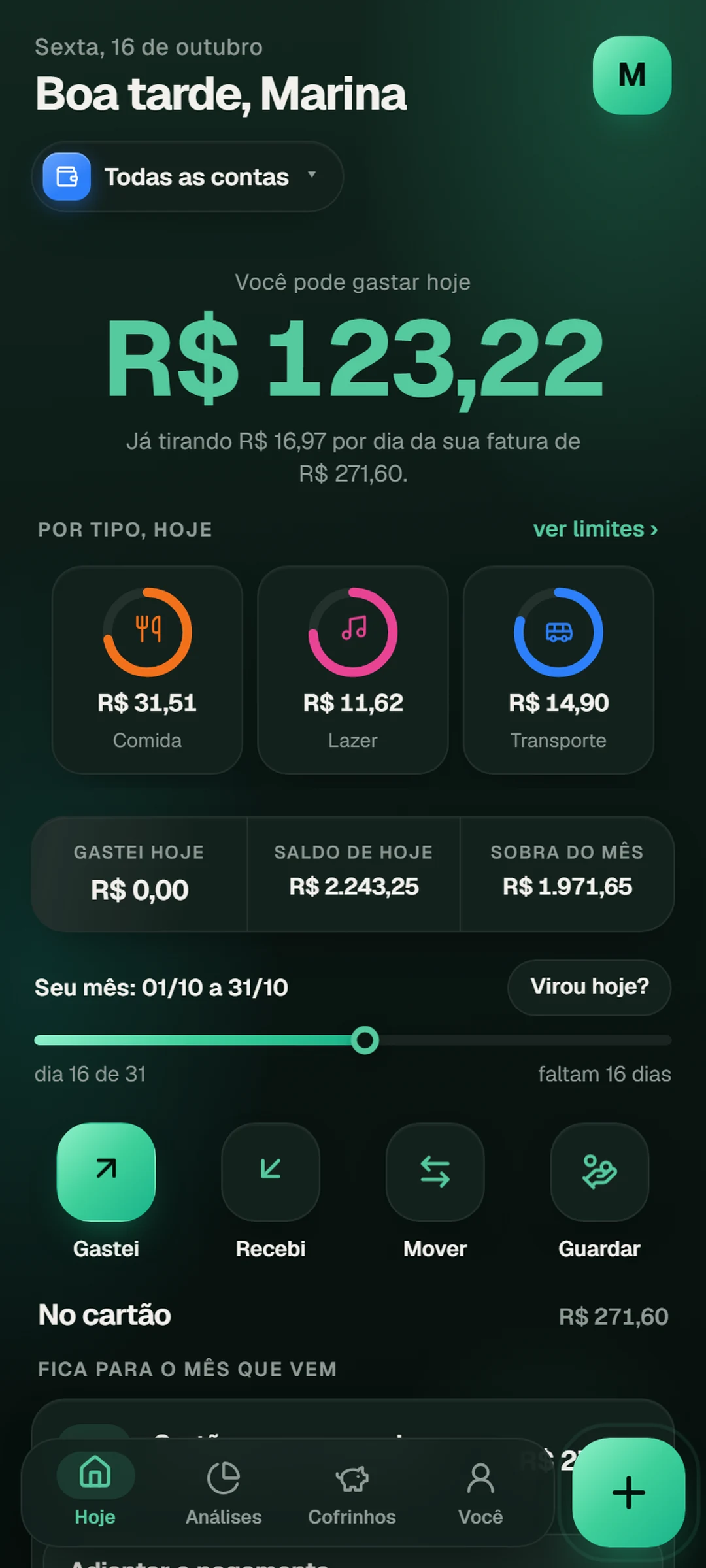 A tela de Hoje no nível Completo