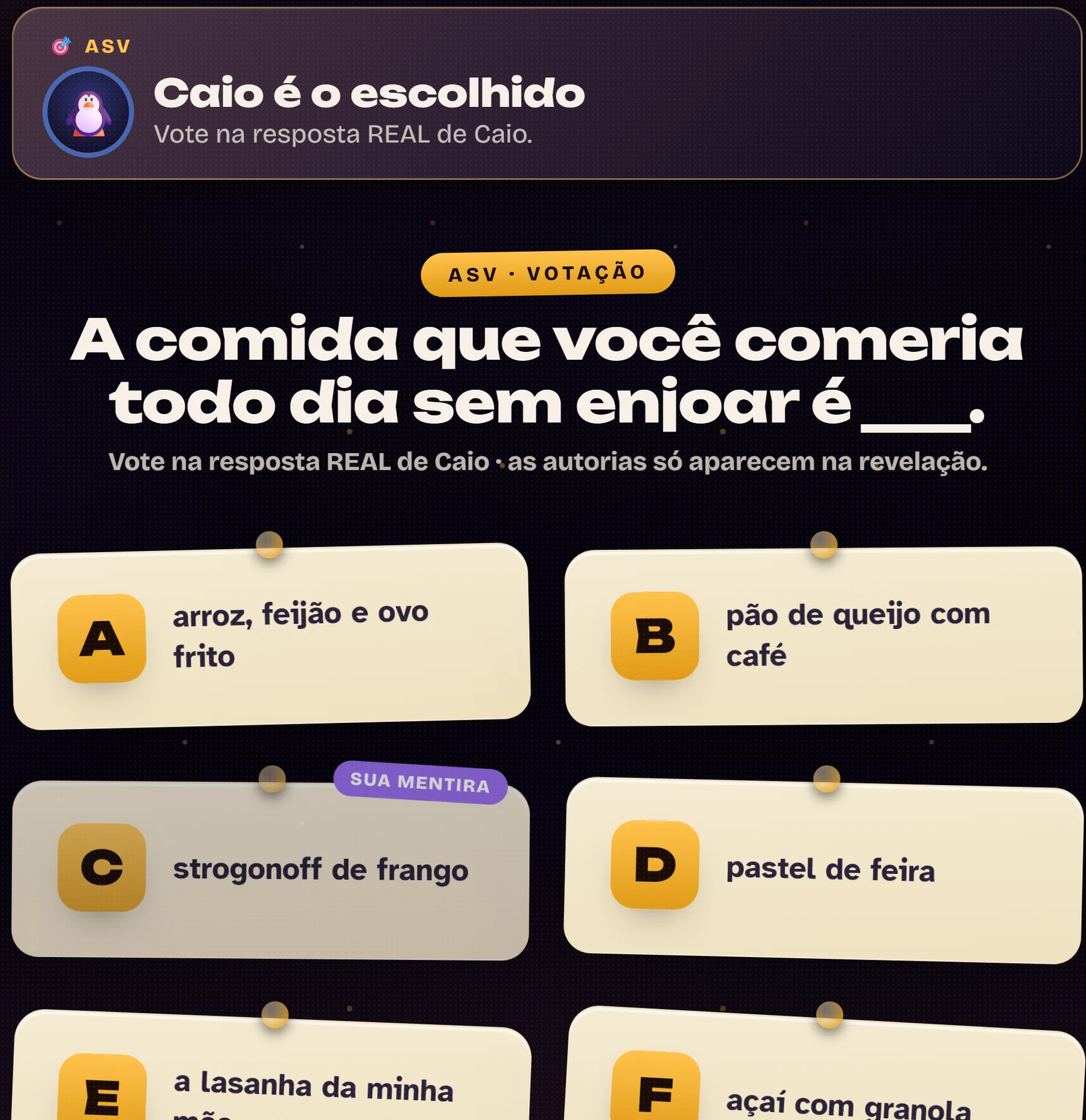 As respostas misturadas para votar